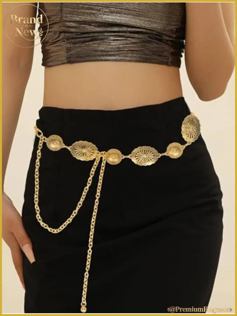 Western Chain Belt Women Adjustable Zinc Alloy Concho Cowgirl Waist Belt